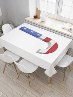 Скатерть прямоугольная JoyArty "Американская j" из сатена, 180x145 см