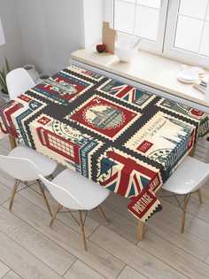 Скатерть прямоугольная JoyArty "Английские марки" из сатена, 180x145 см