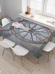 Скатерть прямоугольная JoyArty "Бычий череп с рогами" из сатена, 180x145 см