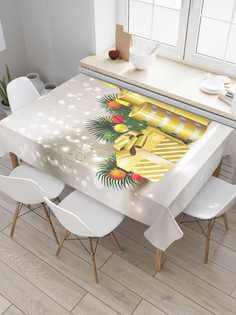 Скатерть прямоугольная JoyArty "Подарок при свечах" из сатена, 180x145 см