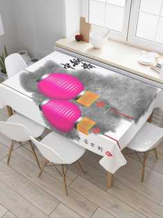 Скатерть прямоугольная JoyArty "Японские фонари" из сатена, 180x145 см