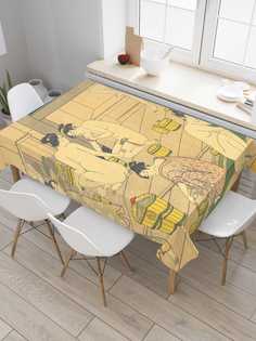 Скатерть прямоугольная JoyArty "Японская баня" из сатена, 180x145 см