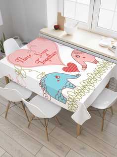 Скатерть прямоугольная JoyArty "3 года вместе" из сатена, 180x145 см