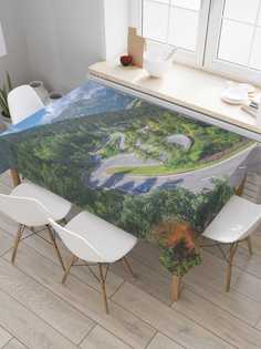 Скатерть прямоугольная JoyArty "Горная трасса" из сатена, 180x145 см