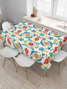 Скатерть прямоугольная JoyArty "Цветочные узоры" из сатена, 180x145 см