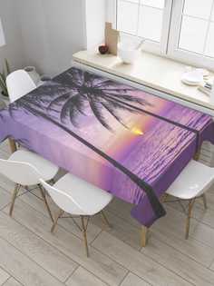 Скатерть прямоугольная JoyArty "Закат на пляже под пальмами" из оксфорда, 120x145 см