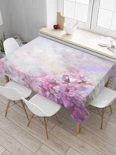 Скатерть прямоугольная JoyArty "Цветочный дым" из сатена, 180x145 см