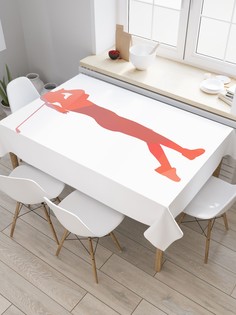 Скатерть прямоугольная JoyArty "Удар гольфистки" из сатена, 120x145 см