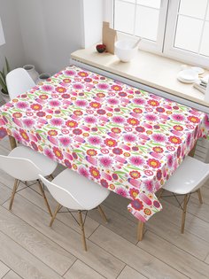 Скатерть прямоугольная JoyArty "Мирные цветы" из сатена, 180x145 см