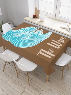 Скатерть прямоугольная JoyArty "Завитки волн" из сатена, 120x145 см