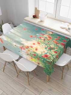 Скатерть прямоугольная JoyArty "Луговые цветы" из сатена, 180x145 см