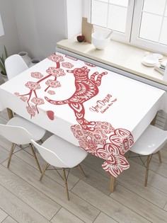 Скатерть прямоугольная JoyArty "Японский год собаки в орнаменте" из сатена, 180x145 см