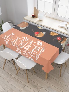 Скатерть прямоугольная JoyArty "Пирожные с вишенкой" из оксфорда, 120x145 см