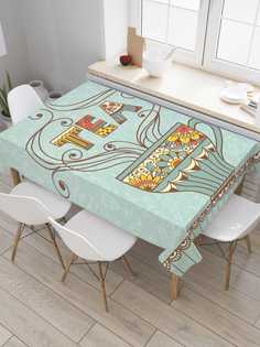 Скатерть прямоугольная JoyArty на кухонный стол "Чашка чая" из оксфорда, 120x145 см