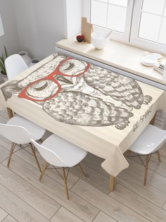 Скатерть прямоугольная JoyArty на кухонный стол "Умная сова" из оксфорда, 120x145 см