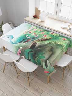 Скатерть прямоугольная JoyArty "Волшебный павлин" из оксфорда, 120x145 см