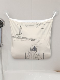 Органайзер для ванной JoyArty настенный на присосках "Рыбалка с видом на маяк", 39x33см