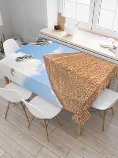 Скатерть прямоугольная JoyArty "НЛО над пирамидой" из сатена, 180x145 см