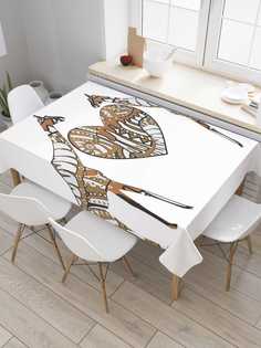 Скатерть прямоугольная JoyArty "Нарядные жирафы" из сатена, 180x145 см