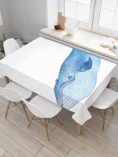 Скатерть прямоугольная JoyArty на кухонный стол "Мудрый кит" из оксфорда, 120x145 см