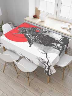 Скатерть прямоугольная JoyArty "Японский самурай" из сатена, 180x145 см