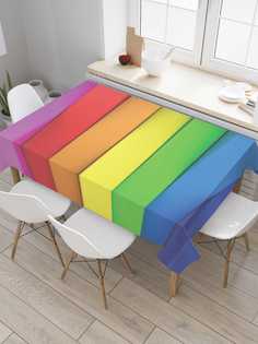 Скатерть прямоугольная JoyArty "Радужные бруски" из сатена, 180x145 см