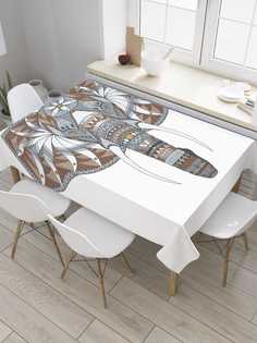 Скатерть прямоугольная JoyArty "Орнаментальный слон" из сатена, 180x145 см