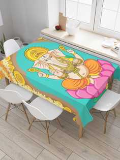 Скатерть прямоугольная JoyArty на кухонный стол "Лик Ганеши" из оксфорда, 120x145 см