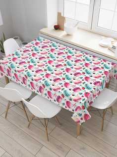 Скатерть прямоугольная JoyArty "Дождь из пирожных" из сатена, 180x145 см