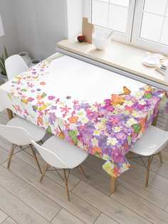 Скатерть прямоугольная JoyArty на кухонный стол "Цветы Лейка" из оксфорда, 120x145 см