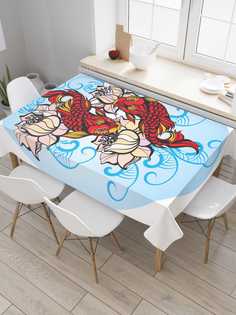 Скатерть прямоугольная JoyArty "Кои и лилии" из оксфорда, 180x145 см