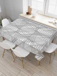 Скатерть прямоугольная JoyArty "Квадратные скручивания" из сатена, 180x145 см