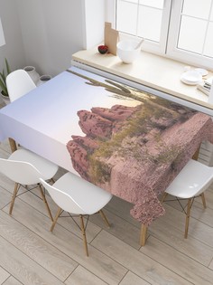 Скатерть прямоугольная JoyArty "Одинокий кактус у гор" из сатена, 120x145 см