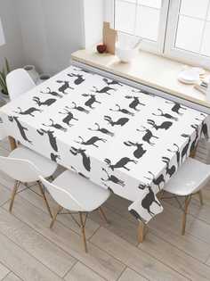 Скатерть прямоугольная JoyArty "Оленьи движения" из сатена, 180x145 см