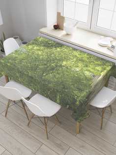 Скатерть прямоугольная JoyArty "Дорога в лесу" из сатена, 180x145 см