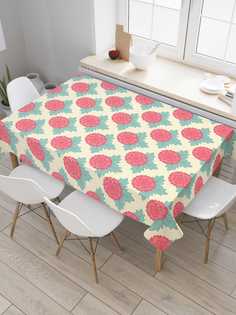 Скатерть прямоугольная JoyArty "Круглые соцветия" из сатена, 180x145 см