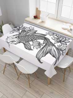 Скатерть прямоугольная JoyArty "Японский кои" из оксфорда, 180x145 см