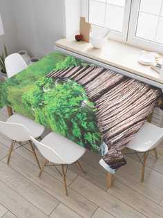 Скатерть прямоугольная JoyArty "Мостик через стремительную реку" из оксфорда, 180x145 см