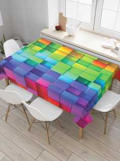 Скатерть прямоугольная JoyArty "Радужные блоки" из оксфорда, 180x145 см
