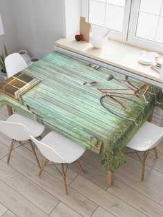 Скатерть прямоугольная JoyArty "Велосипед в деревне" из оксфорда, 180x145 см