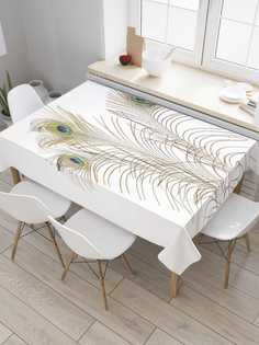 Скатерть прямоугольная JoyArty "Перья павлина" из оксфорда, 180x145 см
