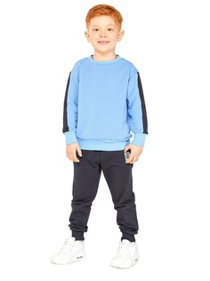 Свитшот детский для мальчиков Карамелли голубой; черный размер 116