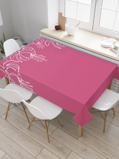 Скатерть прямоугольная JoyArty на кухонный стол "Контурная фуксия" из оксфорда, 180x145 см