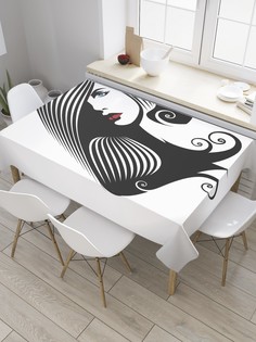 Скатерть прямоугольная JoyArty на кухонный стол "Молодая дама" из оксфорда, 180x145 см