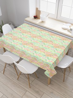 Скатерть прямоугольная JoyArty на кухонный стол "Цветочные волны" из оксфорда, 180x145 см