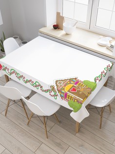 Скатерть прямоугольная JoyArty на кухонный стол "Пряничный домик" из оксфорда, 180x145 см