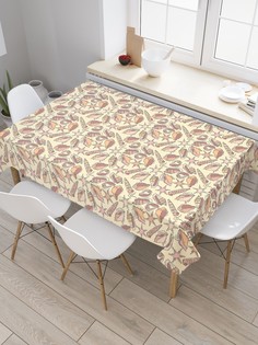Скатерть прямоугольная JoyArty на кухонный стол "Ракушки ретро" из оксфорда, 180x145 см