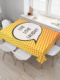 Скатерть прямоугольная JoyArty на кухонный стол "Позитив поп-арт" из оксфорда, 180x145 см