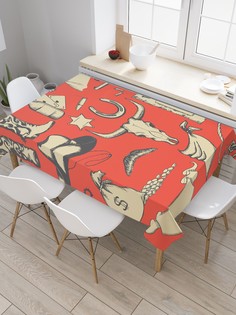 Скатерть прямоугольная JoyArty на кухонный стол "Ковбойское ретро" из оксфорда, 180x145 см