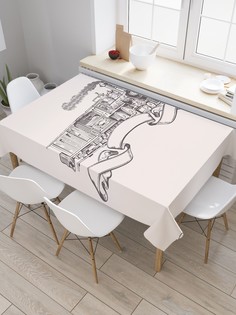 Скатерть прямоугольная JoyArty на кухонный стол "Ретро паровоз" из оксфорда, 180x145 см